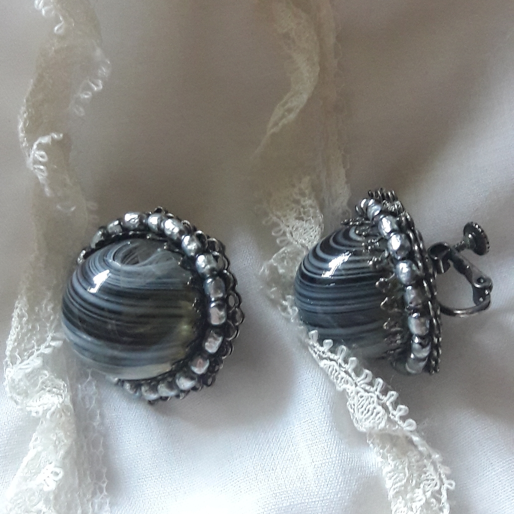 Vtg "Miriam Haskell" Signed Cabachon Earrings!
